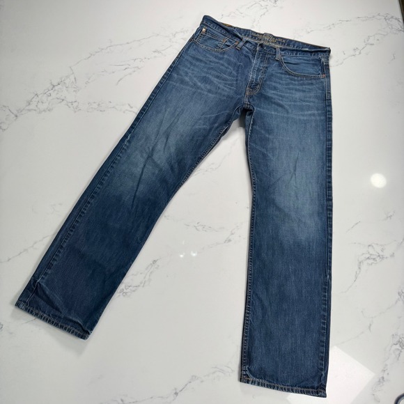 American Eagle Mens Y2K Relaxed Straight Jeans Blue Denim Normcore W36 L33 - Picture 3 of 11